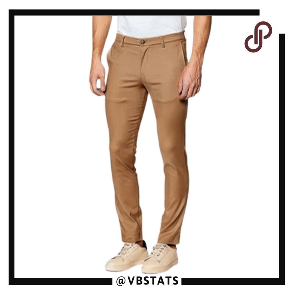 Club Monaco Men’s Cotton Stretch Connor Modern‎ Slim Fit Chino Pants Tan 33/34